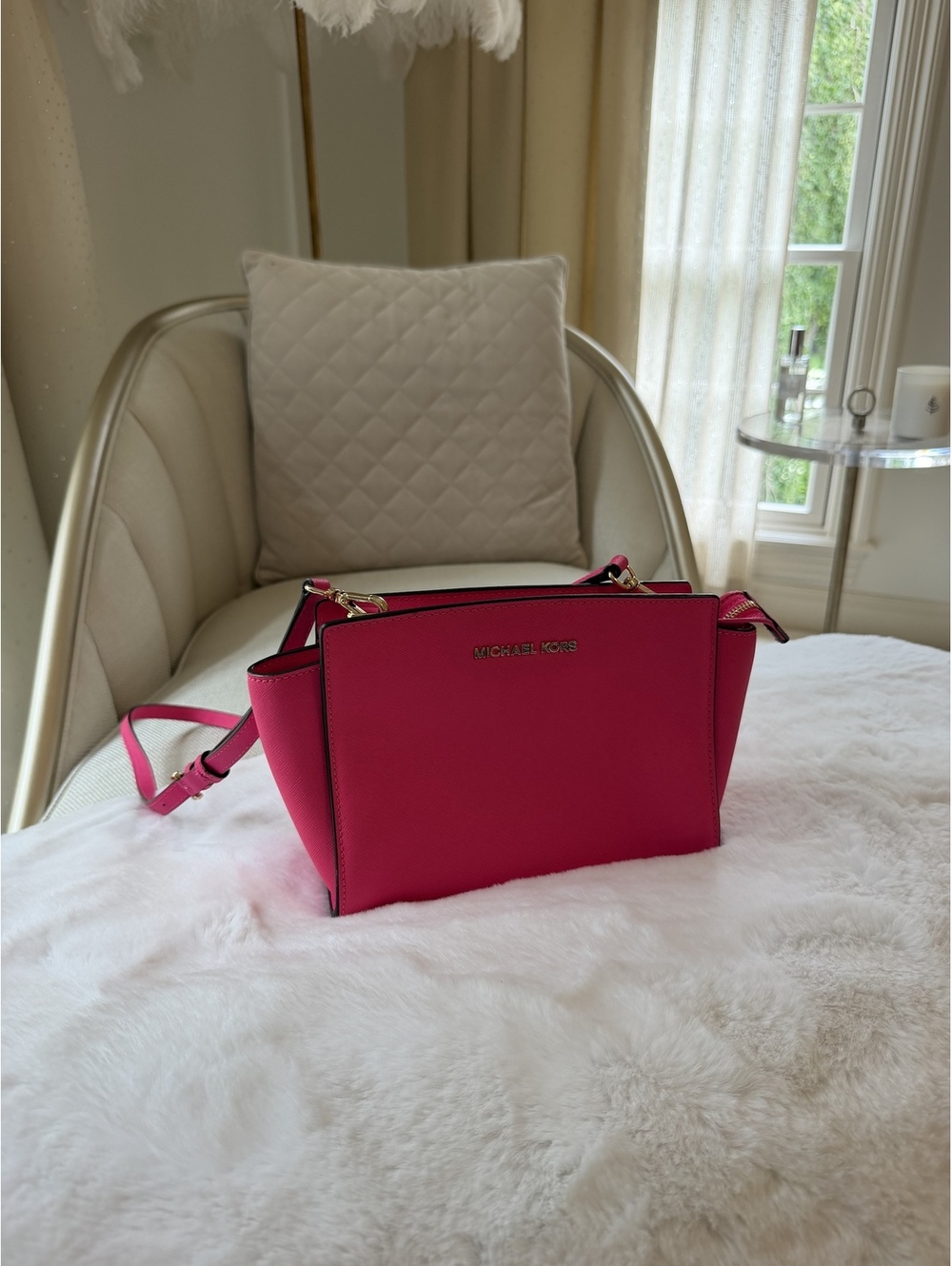 Michael Kors Selma Medium Saffiano Leather Crossbody Satchel